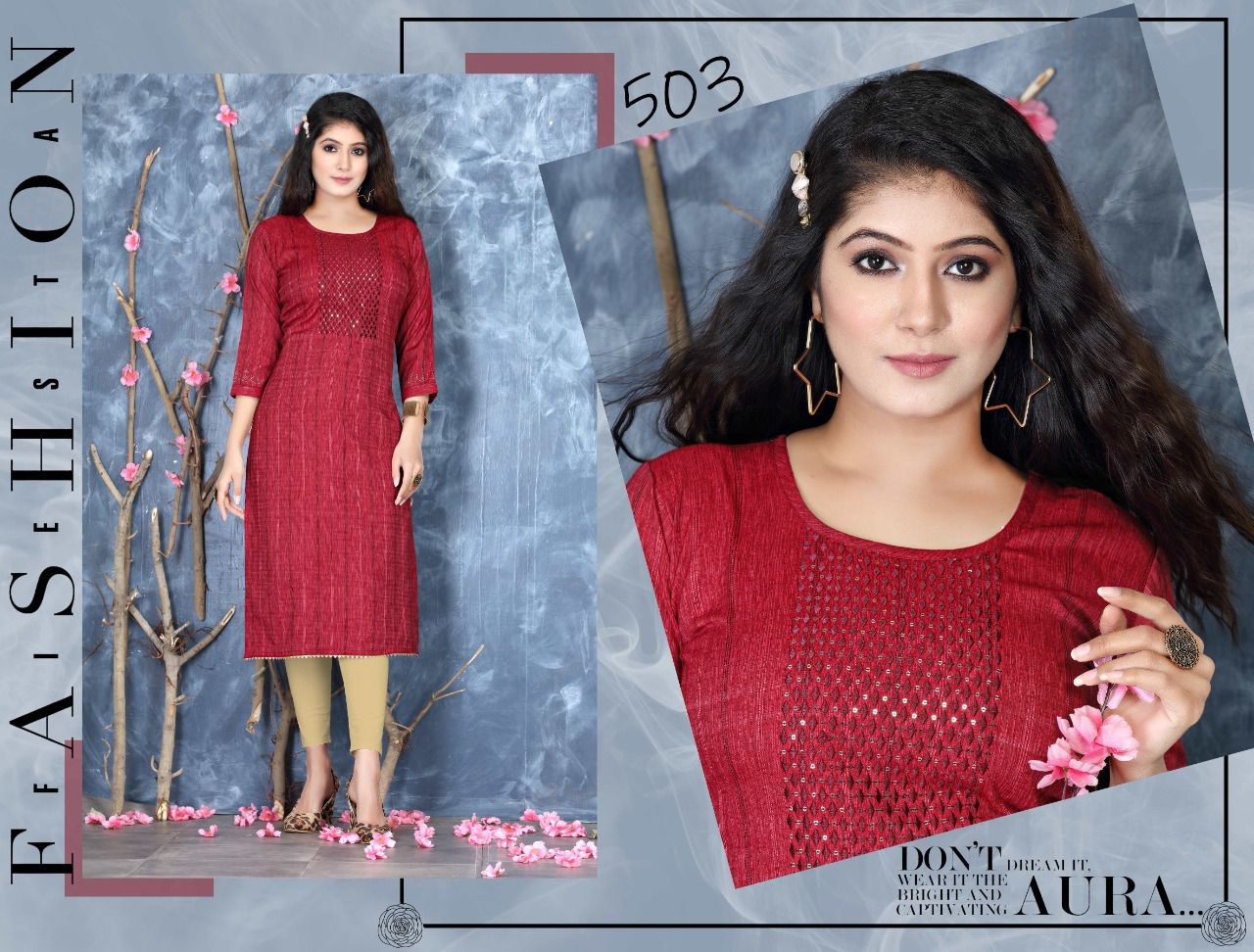 Jazzy 501 Designer Heavy Ethnic Wear Rayon Straight Kurti Collection